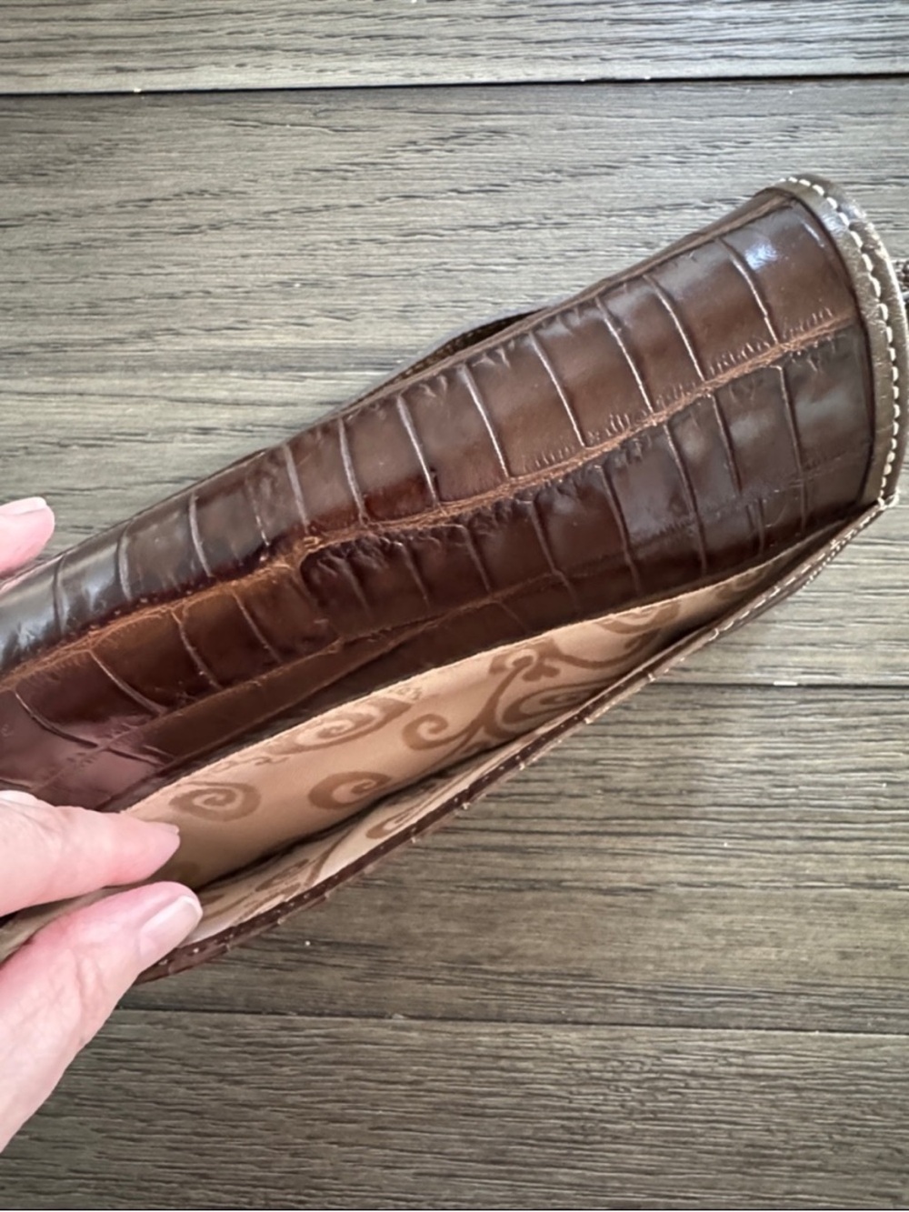 🤎 Brighton Croc Embossed Leather Crossbody Wallet Purse Bag - Picture 5 of 8